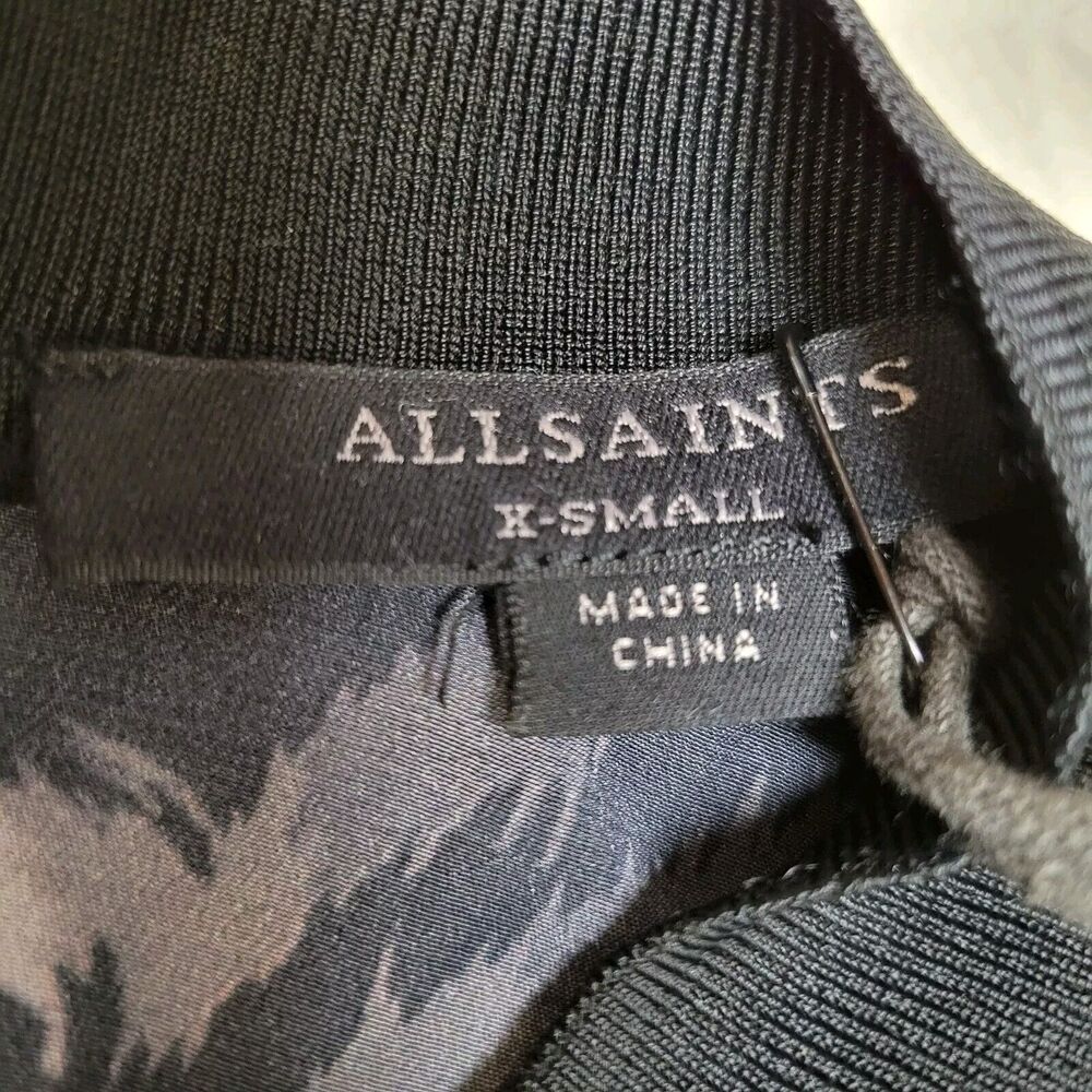 Allsaints Womens Blouse‎ Size XS Fayre Remix Top Gray Print Viscose Long Sleeve - Picture 6 of 15